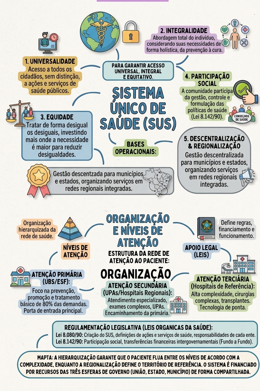 Página do resumo ilustrado: SUS — princípios e diretrizes